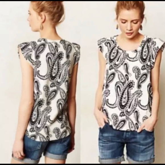 Anthropologie Deletta Ivory Black too Size S - Picture 1 of 5